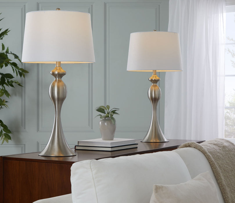 Ashland - Contemporary Table Lamp (Set of 2) - Nickel / White Lumi Source