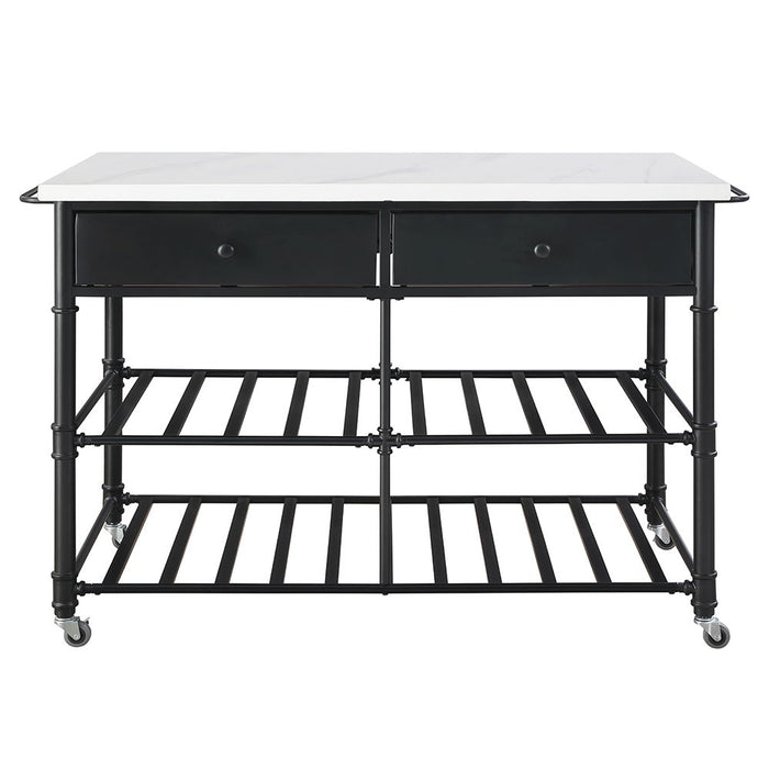 Emery - Kitchen Island - White Cultured Marble Top & Gray