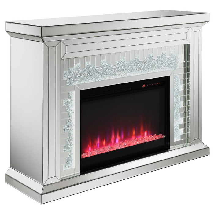 Gilmore - Mirrored Freestanding Electric Fireplace - Silver