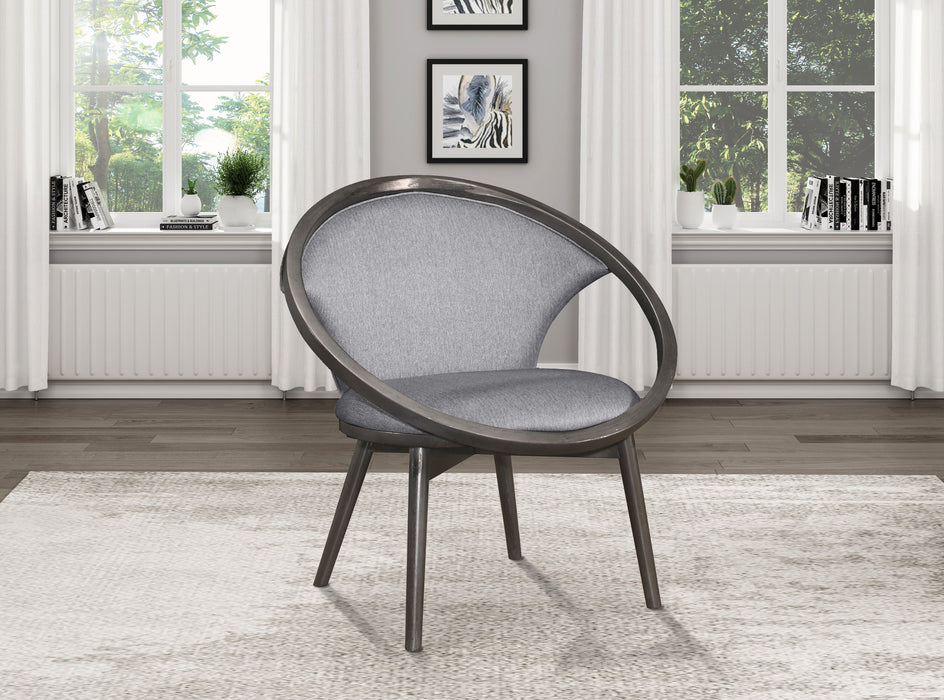 Mid - Century Design Solid Rubberwood Unique Accent Chair 1 Piece Gray Fabric Upholstered Modern Home Furniture Dark Charcoal Finish Frame