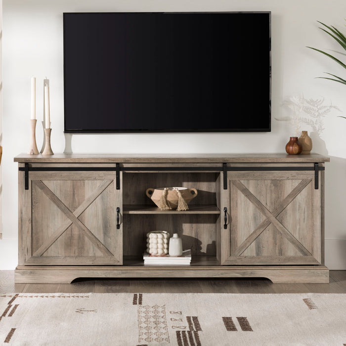 Farmhouse Sliding X Barn Door TV Stand