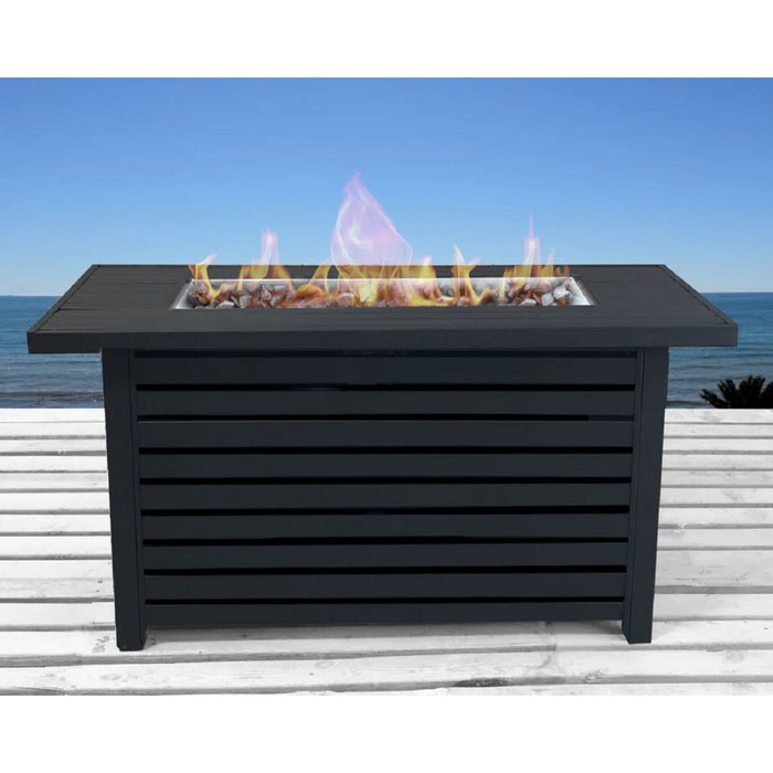 Casselton - Propane / Gas Outdoor Fire Pit Table With Lid - Black