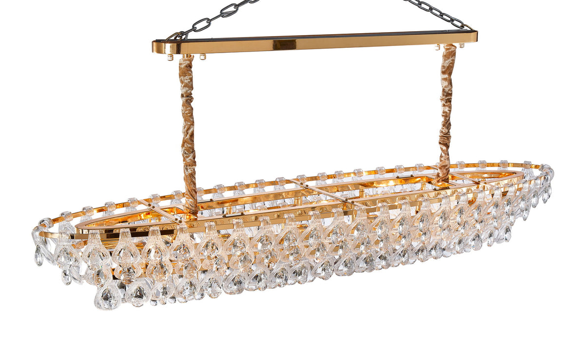 Michael Amini Lighting - Gala 14-Light Rectangular LED Chandelier - Gold Michael Amini