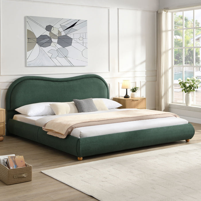 Upholstered Platform Bed Frame With Curved Headboard Home Essentials