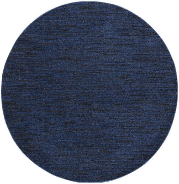 8' Round Stain Resistant Indoor / Outdoor Area Rug - Midnight Blue