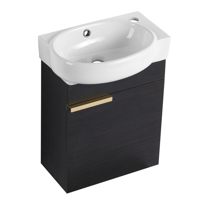 Soft Close Doors Bathroom Vanity With Sink, Compact Wall Mounted Design Basin Home Essentials