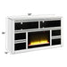 Noralie - 35" TV Stand With Fireplace - Mirrored & Faux Diamonds ACME