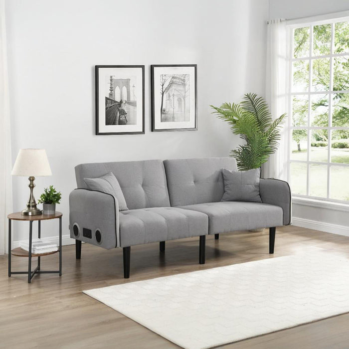 Folding Ottoman Sofa Bed With Stereo - Gray Fabric