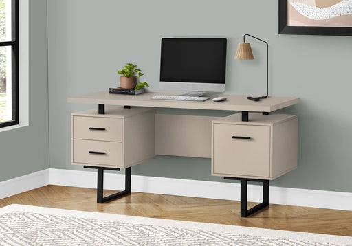 Computer Desk For Home Office, Laptop, Left, Right Set Up, Storage Drawers, Contemporary & Modern - Taupe 8th Street