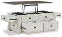 Havalance - Lift Top Cocktail Table with Storage Drawers - White / Gray Signature Design by Ashley®