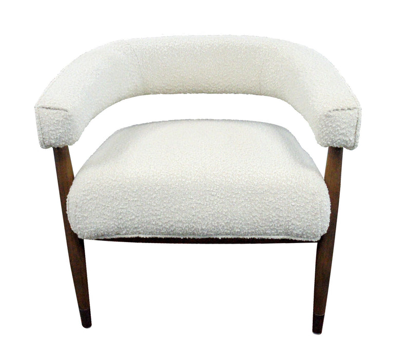Polyester Blend And Brown Solid Color Arm Chair 29" - Ivory