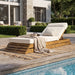 Chaise Lounge Set With 4 Fold Cushion And Built In Headrest, 3 Position Adjustable Backrest, For Patio - Beige / Teak Noble House