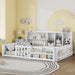 Platform Bed Frame With Guardrail, Storage Shelves & Bookshelf Home Essentials