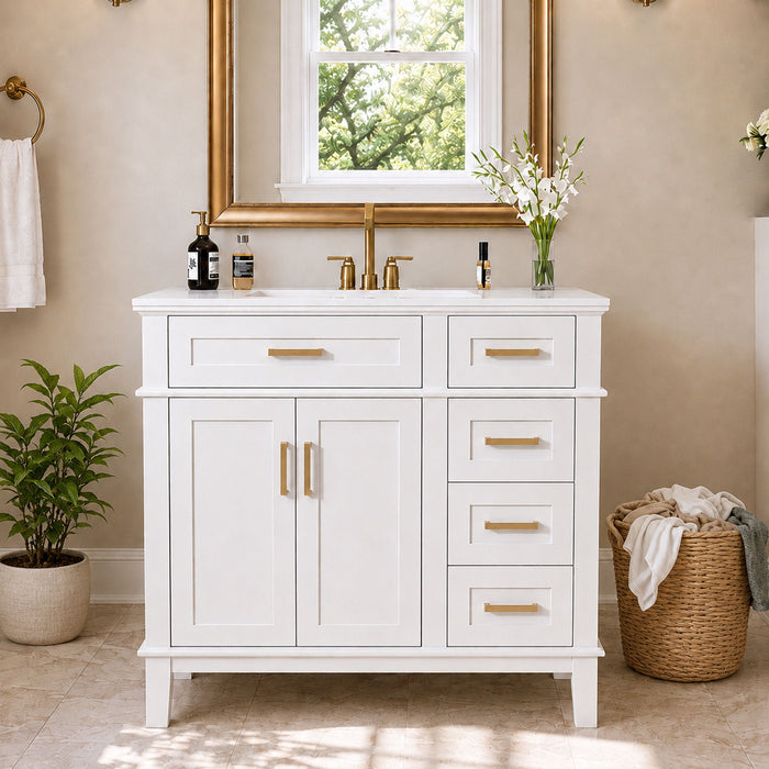 Modern Bathroom Vanity With Sink, Soft Close Doors, 4 Storage Drawers Hearth and Haven