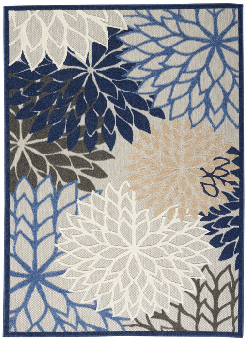 5' X 8' Outdoor & Indoor Area Rug - Blue / Gray