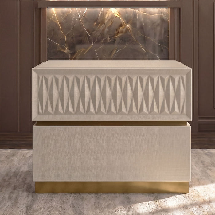 Stanley - 2 Drawer Nightstand With Crocodile Texture - Gray Matrix Furniture Group