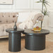 Fluted Cylinder Side Tables, Round End Tables For Living Room (Set of 2) - Black Home Essentials