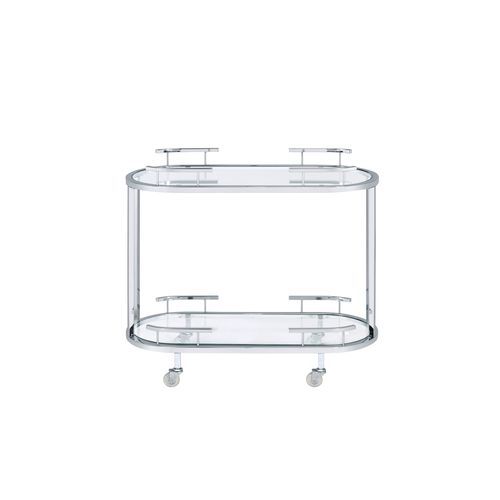 Piffo - Serving Cart Set - Clear Glass & Chrome ACME