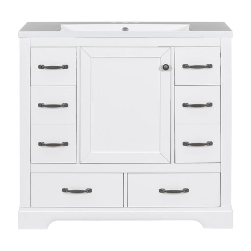 Modern Bathroom Vanity With Sink, 6 Drawers, Adjustable Shelf Hearth and Haven