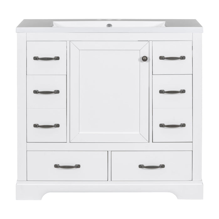 Modern Bathroom Vanity With Sink, 6 Drawers, Adjustable Shelf Hearth and Haven