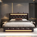 Wingback Upholstered Bed Frame With LED Lights, Charging Station Home Essentials