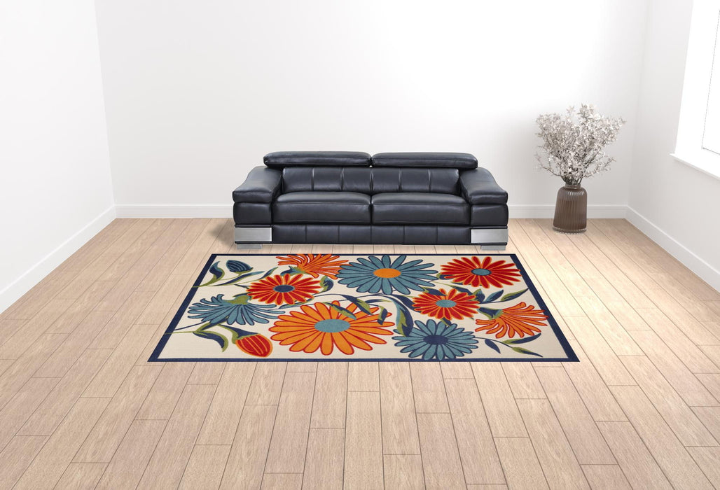 9' X 12' Floral Stain Resistant Non Skid Area Rug - Multicolor