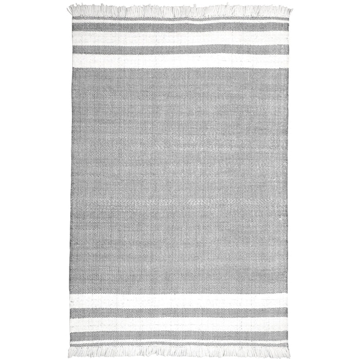 5' X 7' Striped Handmade Stain Resistant Non Skid Indoor / Outdoor Area Rug - Gray