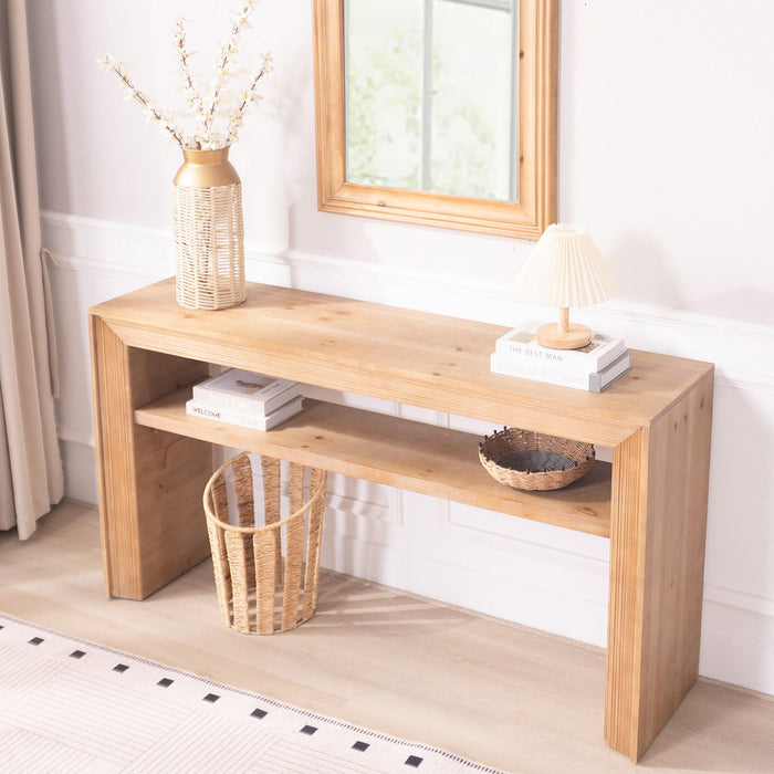 Console Table With Storage Shelf - Antique Natural / Light Natural / Natural Home Essentials