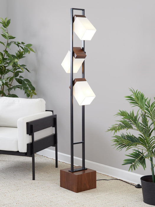 Bento - Contemporary Floor Lamp - Black / Walnut / White Lumi Source