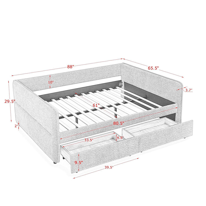 Upholstered Daybed & 2 Drawers Home Essentials