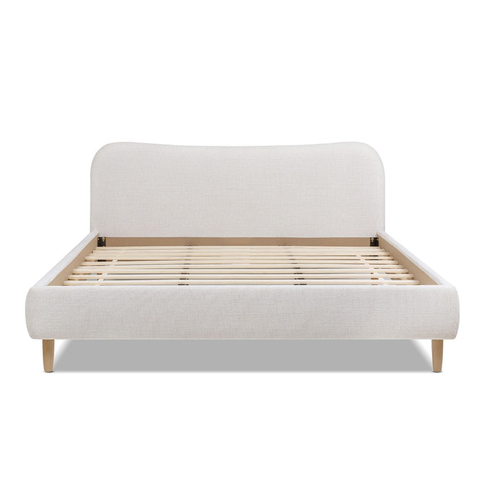 Roman - King Curved Headboard Upholstered Platform Bed - Light Beige Jennifer Taylor Home