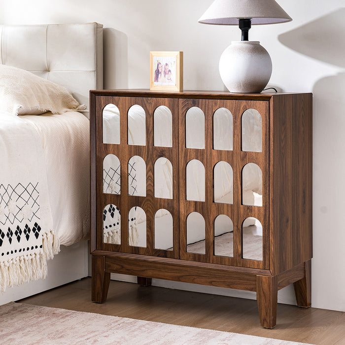 Double Door Cabinet - Walnut Home Essentials
