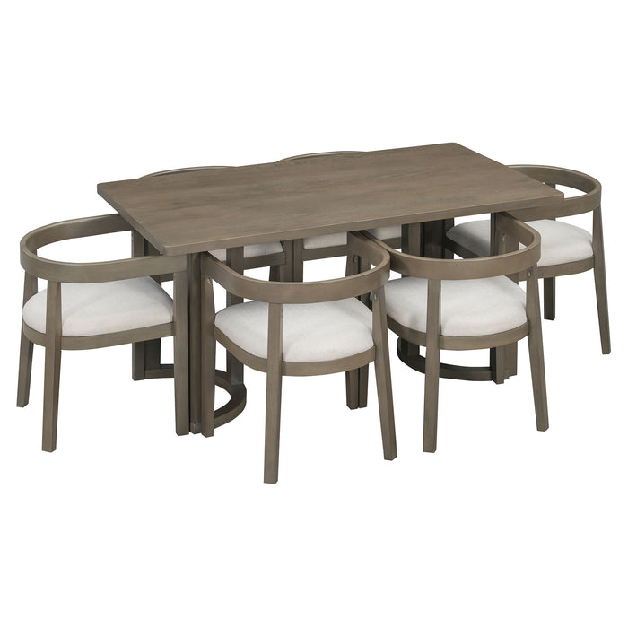 Rectangular Dining Table Set For 6 With Upholstered Barrel Back Chairs Hearth and Haven
