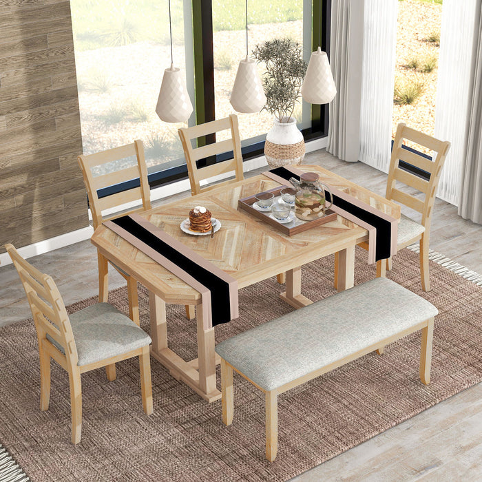 6 Piece Dining Table Set With Ergonomic Seating Hearth and Haven