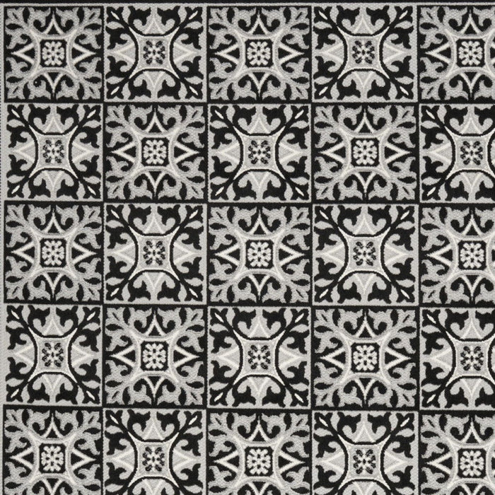 4' X 6' Fleur De Lis Stain Resistant Non Skid Area Rug - Black / White