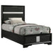 Panel Bed With Padded Headboard And Glittering Accent Stripes Furniture Max