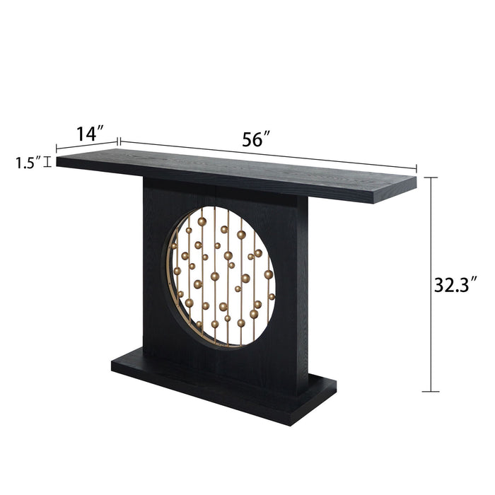Console Table With Circular Art Decor For Living Room - Multi Home Essentials
