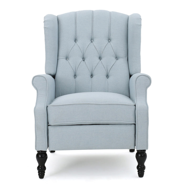 Armchair Recliner With Pushback Mechanism And Wingback Design Noble House