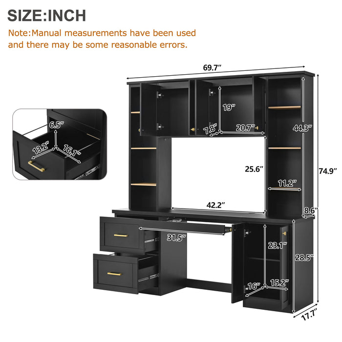 Computer Desk With Hutch, Workstation With Desk Grommet & Keyboard Tray Hearth and Haven