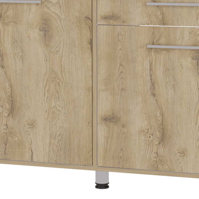 Console Accent Cabinet With Three Shelves And One Drawer - Natural