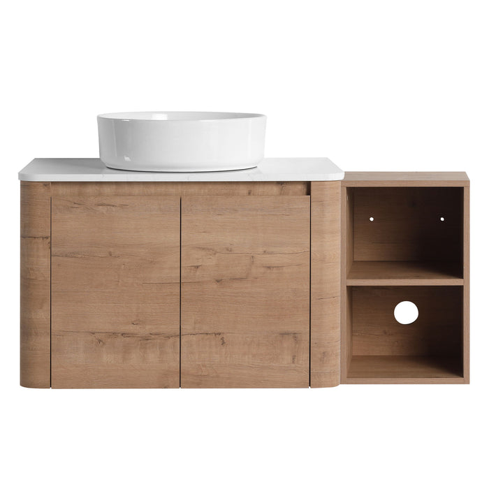 Wall Mounted Bathroom Vanity With Art Sink, 1 Storage Shelf, 2 Soft Close Doors Home Essentials