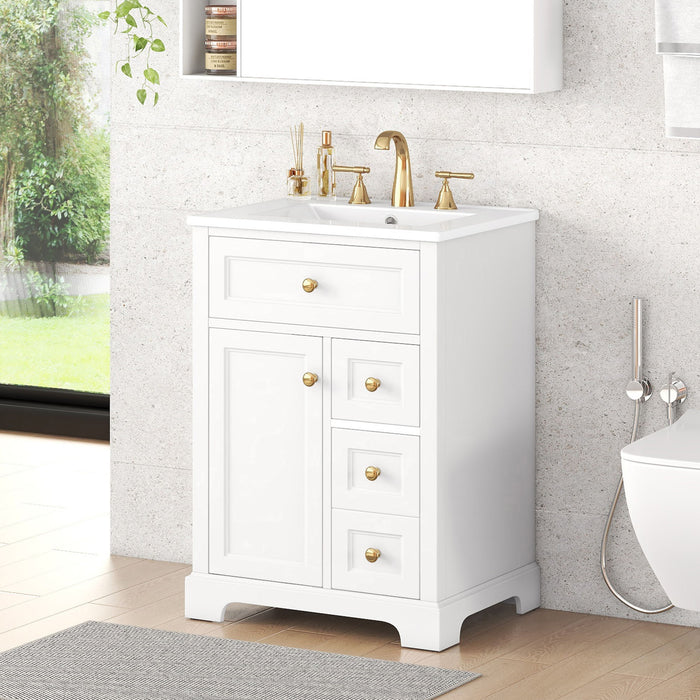 Modern Bathroom Vanity With Sink, 3 Drawers & Cabinet With 2 Tier Door Storage Hearth and Haven