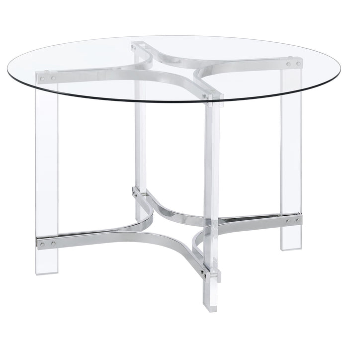Uptown - 5 Piece Round Dining Set - Chrome Furniture Max