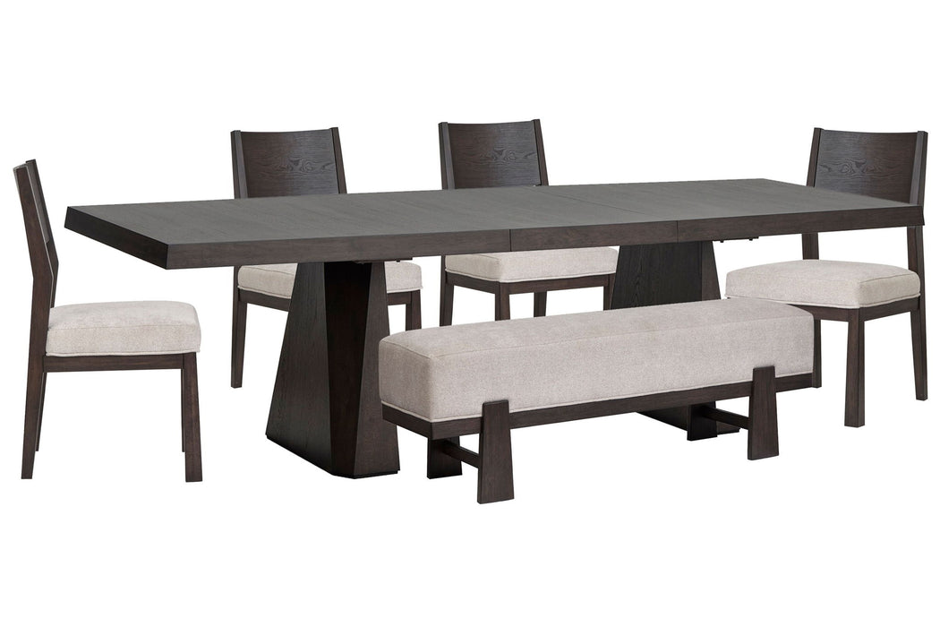 Tauren - 6 Piece Extendable Double Pedestal Dining Table Set Magnussen Furniture