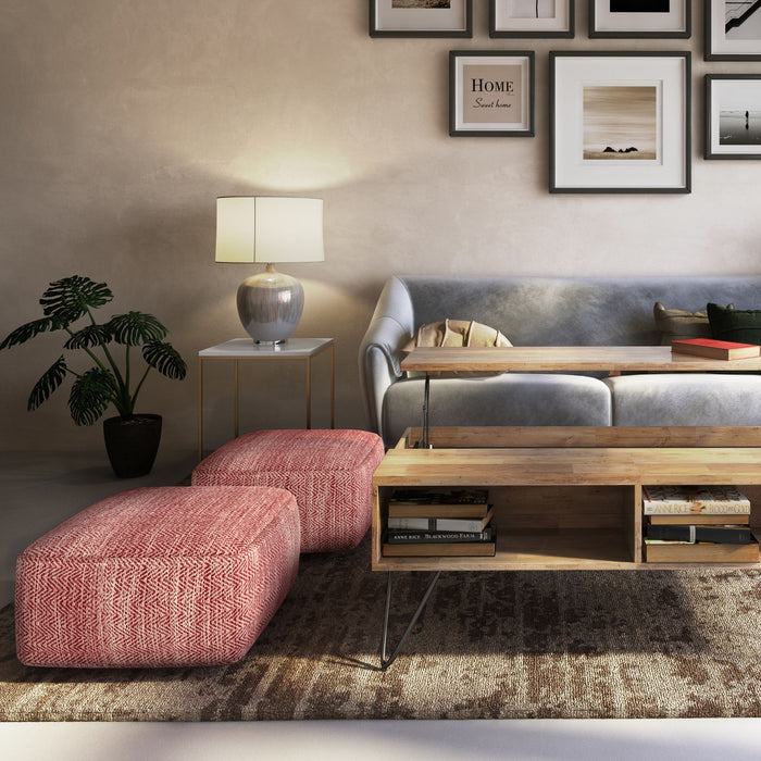 Nate - Handcrafted Square Pouf Simpli-Home