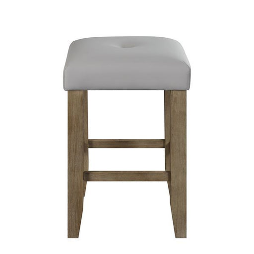 Charnell - Counter Height Stool (Set of 2) - Gray Synthetic Leather & Oak ACME