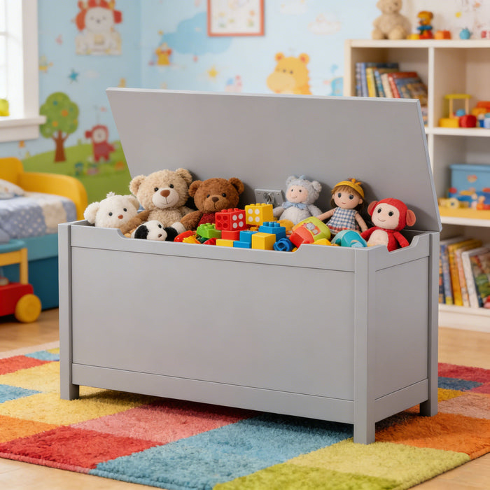 Toy Box Storage With Safety Hinged Lid Home Essentials