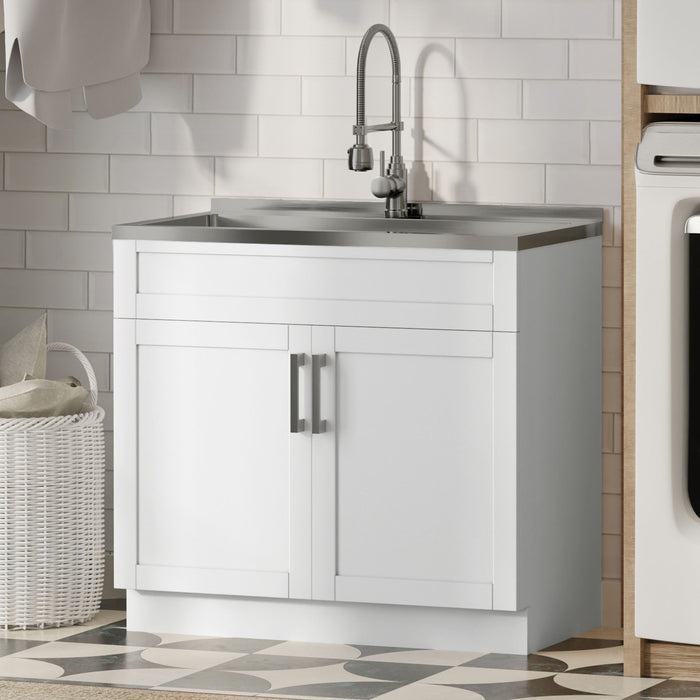 Hennessy - Deluxe Laundry Cabinet With Faucet And Stainless Steel Sink Simpli-Home