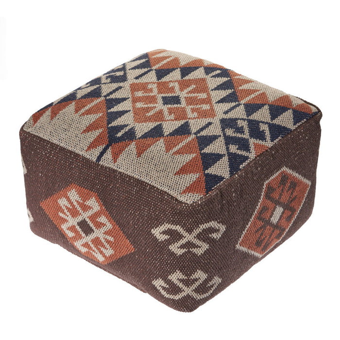 Cotton Blend Ottoman - Brown