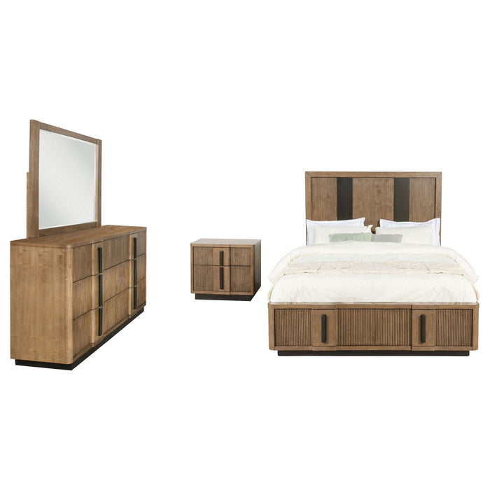 Moraga - 4 Piece Queen Bedroom Set With Fluted Headboard - Ash Brown Furniture Max